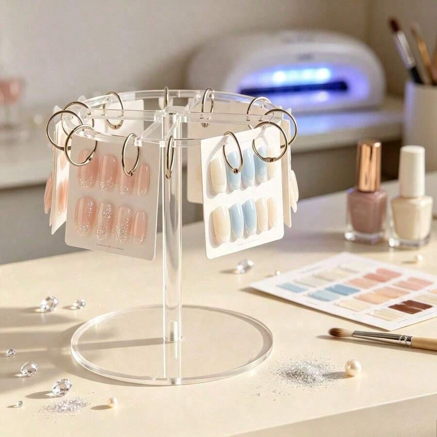 1pc Round Transparent Acrylic Nail Color Display Stand, Large Capacity Display Rack Suitable For Nail Art, Multi-Purpose Jewelry, Hair Accessories And Hair Clips Storage, Nail Polish Color Display Rack - Multicolor - View 1