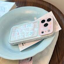 GUCADI Transparent Ribbon Bow Card Holder Phone Case, Compatible With Apple 17pm, 18 Full Coverage Soft Shell, 16 Transparent, 15 Korean Sweet Style, Girly, Creative, Geometric, Niche, Soft Girl, Ins Style - Clear - View 12