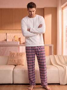 Manfinity Underwear&Sleepwear Basics ملابس داخلية وملابس نوم أساسية من Manfinity – طقم ملابس منزلية بأكمام طويلة وشورتات بوكسر (مجموعة الخريف/الشتاء) - متعدد الألوان - مشاهدة 2