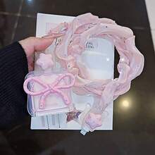 Casing Pelindung Kepala Charger Pita 3D Warna Pink Feminin, Aksesori Bintang, Jala Berlian Imitasi, Kabel Data, Set Pelindung Anti Aus Lengkap - Berwarna merah muda - View 2
