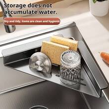 Triangular Sink Drain Rack, Stainless Steel Dish Drying Rack With Elevated Side Support, Kitchen Sink Over-The-Sink Storage Shelf, Space-Saving Organizer - Multicolor - View 12