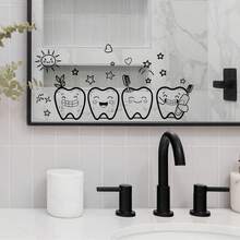 1pc 2D 20*30cm (7.87inch*11.41inch) Funny Tooth Wall Sticker, Simple Tooth, Toothbrush, Heart, Star Bathroom Mirror Sticker - one-size - View 8