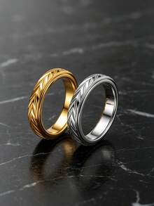 1PC Retro Fashion 3D Wheat Ear Stainless Steel Unisex Ring, Wedding Engagement Promise Ring, Premium Stylish Men's Jewelry Accessory Gift - Wheat Ear Ring - View 4