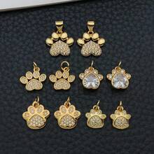 1 buah Liontin Jejak Kaki Hewan Berlapis Emas 18K dengan Hiasan Berlian Imitasi untuk Pembuatan Perhiasan Gelang, Kalung, dan Anting-anting DIY - Emas - View 9