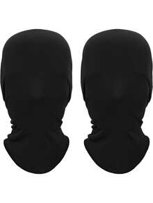 2pcs Full Face Pure Black Mask, Halloween Cosplay Faceless Morph Mask, Unisex Adult Party Costume Head Cover - Black - View 9