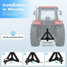 HYYKJ-US 3 Point Trailer Hitch For Tractors – Heavy-Duty Iron Construction, 2" Receiver Compatible, Triangular Design With 3 Pins For Stability, Durable Easy To Install For Farm - Default - View 2