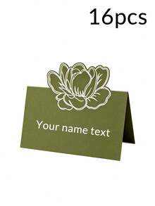 Customized Paper Name Wedding Place Cards, Olive Green Floral Die-Cut Tent Style Table Name Cards, Wedding Banquet Reception Party Table Decor, Suitable For Wedding Banquet, Dinner Party Table Decoration - Multicolor - View 8