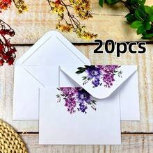 20pcs Vintage Floral Print Kraft Paper Envelope Set, Rustic Flower Pattern Greeting Cards Envelopes For Thank You Notes Wedding Invitation Birthday Party DIY Craft Stationery Supplies - View 8