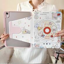 1件可愛復古CD播放器卡通動物印花360°可旋轉保護殼，附筆筒、自動休眠喚醒、防震透明背板平板保護殼，適用於iPad 10代10.9吋2022智能殼/Air 13(M3 2025)/Air 11(M3 2025)/11(A16 2025)，適用於Pad，兼容華為MatePad，適用於Pad，適用於榮耀Pad，適用於小新Pad - 彩色 - 查看 2