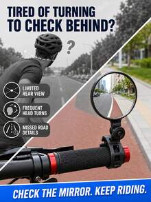 Handlebar Bike Mirror, 360° Rotatable Convex Bicycle Rearview Mirror, Wide Angle View, Flexible Mount Easy Installation, Cycling Accessories For Mountain Bike, Road Bike, City Commute Riding - Bicycle Handlebar Mirror - View 3