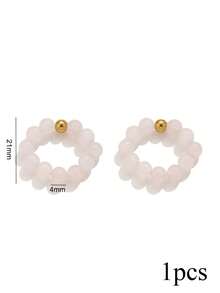1 Pc Stainless Steel Natural Stone Beads With Elastic Spacer Beads, Bohemian Style, DIY Handmade Jewelry For Women's Everyday And Party Wear - Bead - View 10