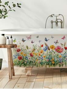 3 Styles Nursery Wall Decals, Forest Mushroom, Wildflower Meadow And Pink Rose By Window Stickers, Home Decor, Boys And Girls Bedroom Wall Art - Multicolor - View 2