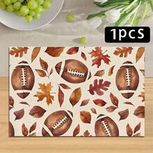 1/4/6pcs Autumn Series Football & Autumn Leaf Pattern Printed Placemats, Heat-Resistant Table Mats For Home Kitchen/Dining Table Protection, Kitchen Table Party Decor - Multicolor - View 16