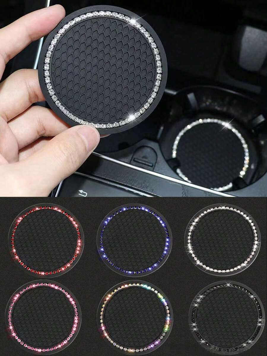 2pcs Multifunctional Car Cup Holder Anti-Slip Silicone Pad Cup Holder Mat Car Interior Decoration Accessories Best-Selling Gift - A - View 1