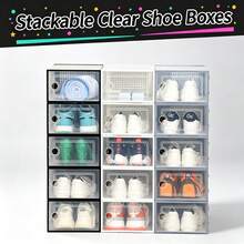 2pcs Thickened Transparent Flip-Top Shoe Boxes, Stackable Shoe Storage Organizer, Easy Installation, Space-Saving Shoe Storage Boxes, Suitable For Closet And Bedroom - Multicolor - View 10