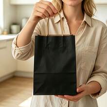 10/25/40pc Black Gift Bags With Sturdy Handles, Reusable Small To Medium Paper Shopping Bags, Suitable For Retail, Birthday Parties, Halloween, Christmas, Handmade Crafts And Gift Wrapping - View 4