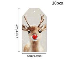 20/50pcs Paper Snow Reindeer Pattern Hanging Gift Tags, Christmas Decoration, Home Christmas Decor, Christmas Gifts, Winter Decoration, Indoor/Outdoor Decoration, Christmas Gift Wrapping Holiday Party Decor Supplies - A - View 2