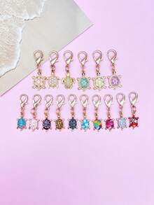 Fashion Mini Set Rhinestone Turtle Keychain Bag Accessory, Premium Turtle Bag Charm, Keychain Pendant, Exquisite Small Shoulder Bag Charm, Phone Charm Car Key Chain And Backpack Charm, School Graduation Gift - Multicolor - View 1