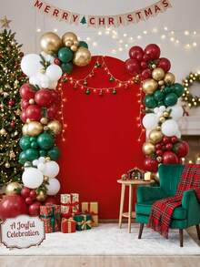 1pc Red Arch-Shaped Backdrop, Christmas Home Decor Background Cloth (No Stand), Milk Silk Photo Backdrop Prop, Can Be Paired With Balloons For Decoration, Merry Christmas Decoration, Christmas Decor, Christmas Decor, Xmas Decor, Baby Shower Decoration, Christmas Home Decor, Christmas Party Decoration - Red - View 5