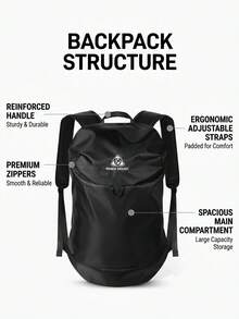 XIONGMAO Ransel Ringan untuk Aktivitas Luar Ruangan, Ransel Tahan Air untuk Mendaki dan Perjalanan, Cocok untuk Hiking dan Trekking - Hitam - View 6