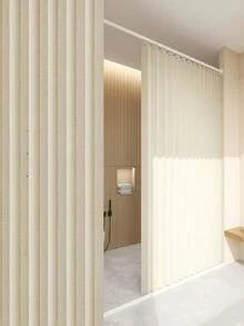 1pc Modern Folding Door Curtain With Plastic Hooks - Fashionable Rodless Design, Beige/Grey, Synthetic Fiber, Easy To Clean, All-Season Home Decor Suitable For Bedroom And Living Room, Elegant Living Room Curtain, Multi-Functional Room Style, Durable Fabric - A-7 - View 10