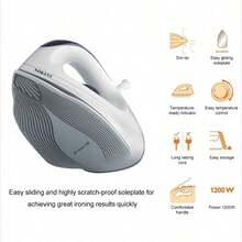 SOKANY 119 Household Electric Iron, 1200W High Power Strong Wrinkle Removal, Ceramic Non-Stick Soleplate, 5-Level Temperature Adjustment, Precise Ironing, Suitable For Home/Clothing Store And More - White - View 2