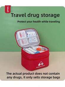 1pc Red Portable Double-Layer First Aid Kit, Epidemic Prevention And Health Kit, Home Life Rescue Kit, Outdoor Emergency Epidemic Prevention And Storage Bag The Actual Product Does Not Contain Any , It Only Sells Storage Bags - As Picture - View 9