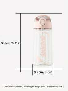 1個 380ML/690ML 兒童吸管杯 學生水壺 可鎖防漏耐摔 附刻度與手把 可愛禮物 適合日常使用 - 簡約款粉紅色 - 查看 2
