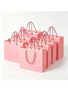 5/1-Pack White/Pink Gift Bags With Handles - Sturdy Paper Tote Bags For Weddings, Mother's Day, Birthdays And Christmas (Elegant, Reusable) - Multicolor - View 6