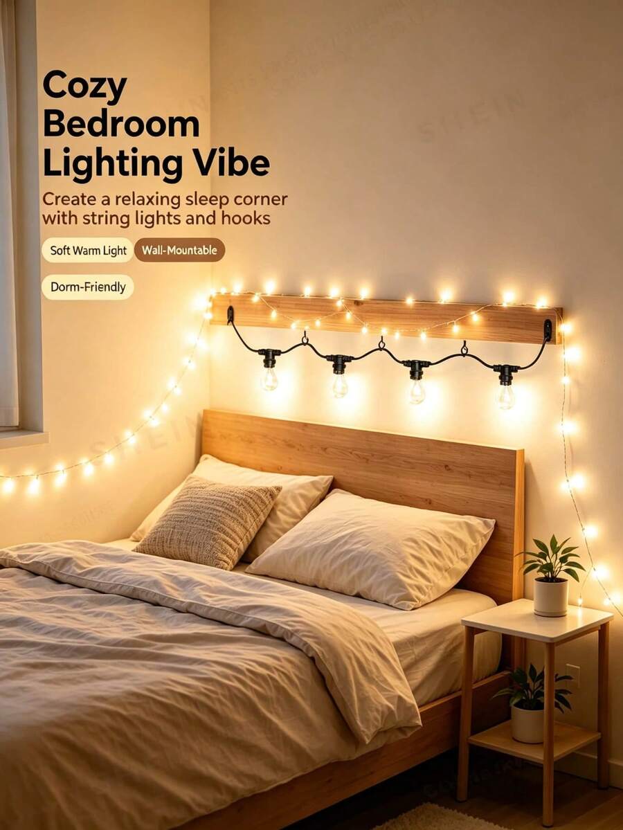 String Light Hooks Set, Black Rust‑Resistant Screw Hooks With Safety Buckle, Wall Anchors & Screws Included, Easy Install For Outdoor Patio Christmas String Lights, Plants & Wind Chimes - Black - View 1
