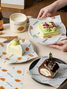 300pcs Oil-Absorbent Baking Paper - Cartoon Printed Baking Paper, Square Food Packaging Paper, Suitable For Toast, Cake, Dessert, Bread And Tray Liners - Premium Disposable Placemats For Food Display - Multicolor - View 9