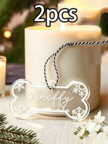 LICVIC Custom Paw Print Bone Christmas Ornament, Personalized Pet Name Tree Decor, Festive Snowflake Holiday Style, Customized Name Christmas Hanging Ornament, Customizable Pet Keepsake, Christmas Tree Decoration, Christmas Gift 2026, Pet Keepsakes, Family - White - View 15