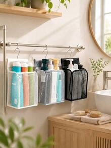1/2 buah Tas Penyimpanan Jaring dengan Pengait, Keranjang Penyimpanan Gantung, Keranjang Penyimpanan Kamar Mandi Jaring, Rak Penyimpanan Multifungsi yang Dipasang di Dinding, Cocok untuk Jepitan Pakaian di Ruang Cuci dan Penyimpanan Rumah Tangga Umum - MultiWarna - View 3