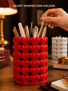 Multifunctional Storage Organizer Box - Heart-Shaped Hollow Design Cutlery Holder, Desktop Storage Rack (Suitable For Storing Cutlery, Straws, Tea Bags, Pens, Remote Controls); Compact And Space-Saving, Suitable For Kitchen, Office, Living Room - Multicolor - View 3