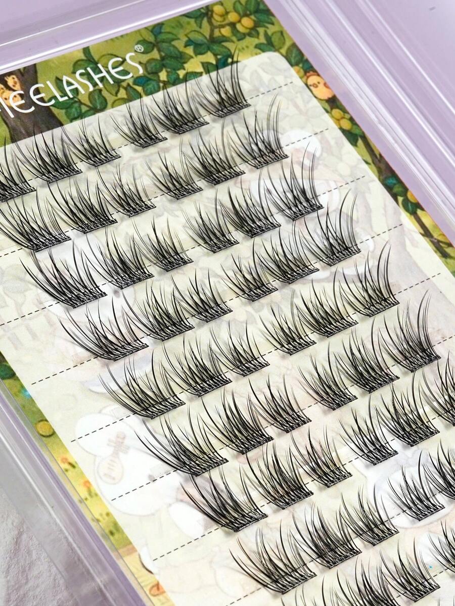 Glue-Free Self-Adhesive Single Cluster False Eyelashes, Soft 3D Voluminous Winged Tail Extension For Full Atmosphere - View 1
