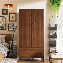 70.9 Tall Freestanding Wardrobe Closet With 2, 2 Large Drawers And Hanging Rod, Large Capacity Clothing Storage Cabinet Bedroom Room, Walnut - Walnut - View 7