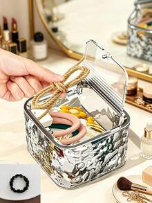 1pc Square Storage Box, Large Capacity For Jewelry, Hair Accessories, Earrings And Small Items, Furniture Office Study Desk Organizer, Jewelry Storage Box, Drawer Cosmetic Organizer, Bedroom Decor Desk Organizer, Home Desk Drawer Storage Box - Multicolor - View 10