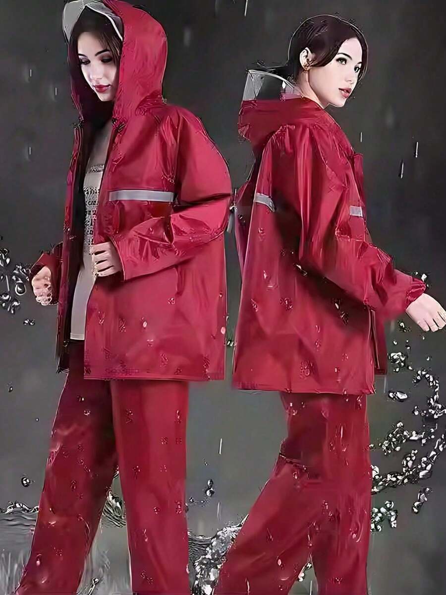 1 Set Raincoat + Rain Pants Adult Split Rain Suit Full Body Waterproof Rain Gear For Delivery Riders Farmers Construction Workers Tea Pickers - Standard - View 1