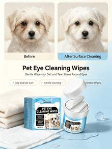 YEGBONG Pet Eye Cleaning Wipes, Gentle Eye Tear Stain And Eye Gunk Care Wipes For Cats And Dogs - Uscented - View 2