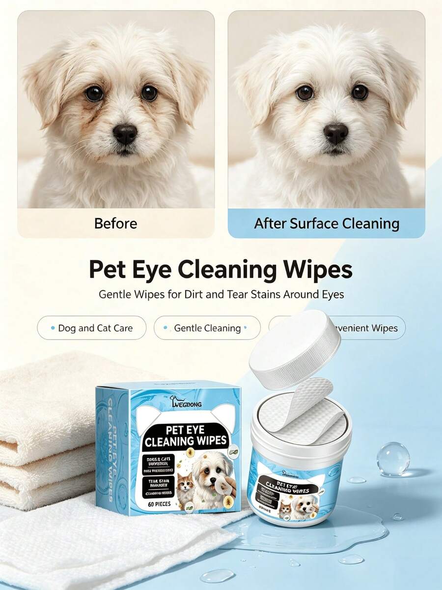 YEGBONG Pet Eye Cleaning Wipes, Gentle Eye Tear Stain And Eye Gunk Care Wipes For Cats And Dogs