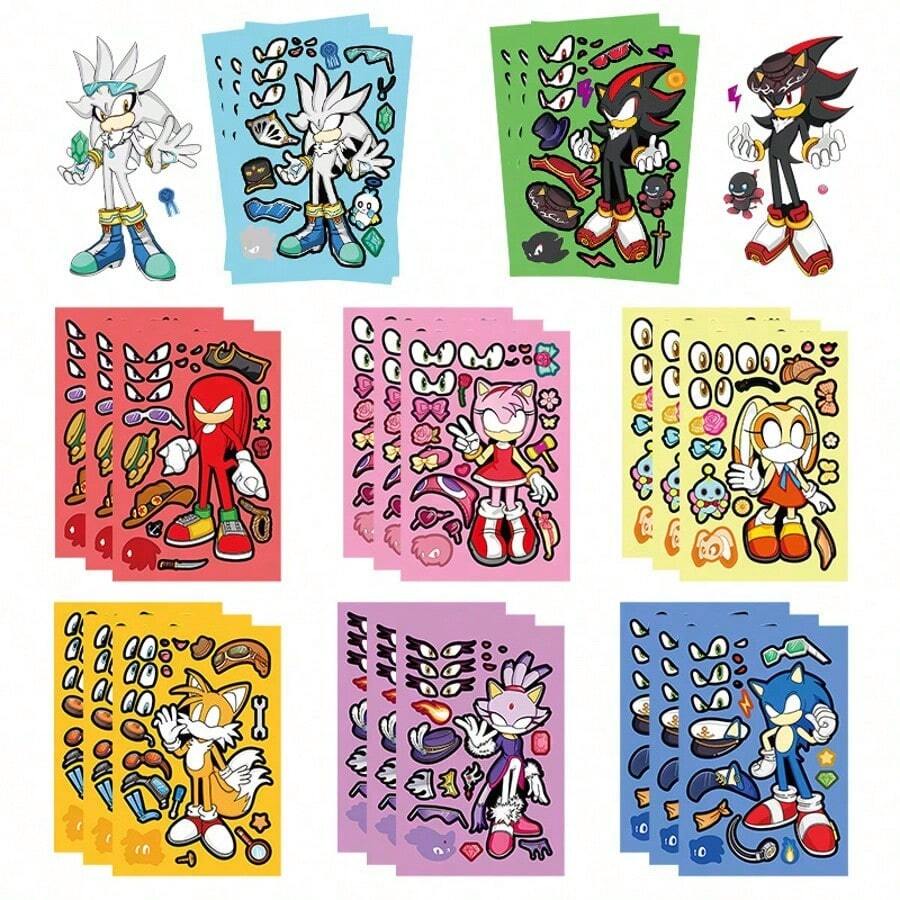 8pcs/6PCS Cartoon Theme Puzzle Toy, Fun Parent-Child Interactive Puzzle, Comes With Rich DIY Sticker Materials, Complete The Puzzle And Use Stickers For DIY Creation Simultaneously, Effectively Enrich Home Entertainment Options, Suitable For Family Joint Participation Experience, Highly Playable, Fits Family Leisure, Also Can Be Used As Fun Small Gifts For Halloween And Christmas Party Distribution - Multicolor - View 1