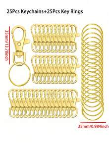 50pcs Keychain Hooks With Key Rings, Keychain Clips With Rings, For DIY Hanging Rope Accessories Keychain Making (25pcs Metal Lobster Claw Rings + 25pcs Independent Key Rings) - Multicolor - View 18