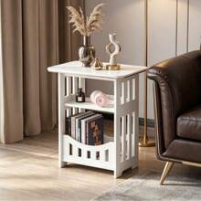 Modern Minimalist Multifunctional Mini Square Bedside Table, Space-Saving Design, Practical Storage Rack, Works Great As Nightstand Or Small Side Table For Bedroom And Living Room - White - View 7