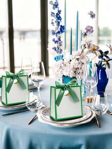 6pcs Small White Gift Boxes With Bow Ribbon 4.3 X 2.3 X 4.7 Inches (Approx. 11 X 6 X 12 Cm) Mini Paper Gift Boxes, Suitable For Candy, Jewelry, Wedding, Bride, Birthday, Baby Shower Gifts - View 2