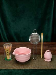 Set Teh Matcha 5 Buah, Termasuk Mangkuk Matcha, Pengocok Matcha, Cangkir Matcha, Batang Pengaduk, Sendok Teh, Set Mangkuk Teh, Alat Persiapan Matcha, Alat Pembuatan Makanan Penutup dan Minuman, Kotak Hadiah Gaya Jepang, Set Pengaduk Matcha Matsudai, Hadiah untuk Pecinta Matcha - Berwarna merah muda - View 5