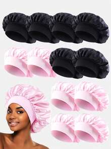 12pcs Women's Multi-Color Satin Wide Brim Sleep Caps Hair Caps Suitable For Daily Use - Multicolor - View 18