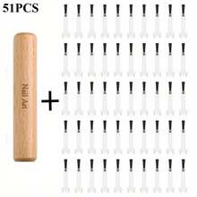51pcs Nail Brush Set With Detachable Wooden Handle - Professional Grade Nail Polish Brushes, Multi-Functional Nail Art Tools, High-Quality Brushes, Ergonomic Design, Durable - Multicolor - View 5