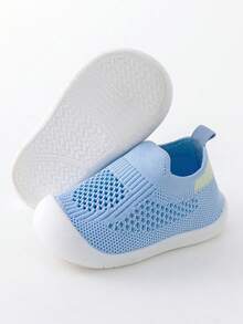 1pair Unisex Toddler Soft Bottom Anti-slip Mesh Breathable Walking Shoes - Blue - View 2
