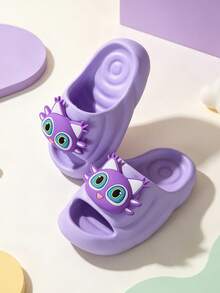 Children's Cute 3D Big Eye Cat Slippers EVA Soft Thick Sole Anti-Slip Open Toe Slides Girls Home Bathroom Indoor Slippers - Purple - View 7