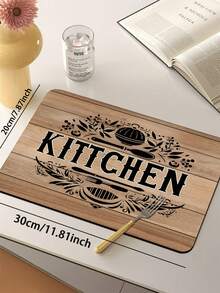 1pc Faux Wood Grain Board Base Vintage KITCHEN Theme Printed 3.5mm Floor Mat, Soft Rubber Cuttable, Kitchen Rug Bathroom Mat, Suitable For Kitchen, Bathroom, Entryway, Hallway, Living Room, Outdoor Garden Decor Small Rug Indoor Mat - Multicolor - View 16